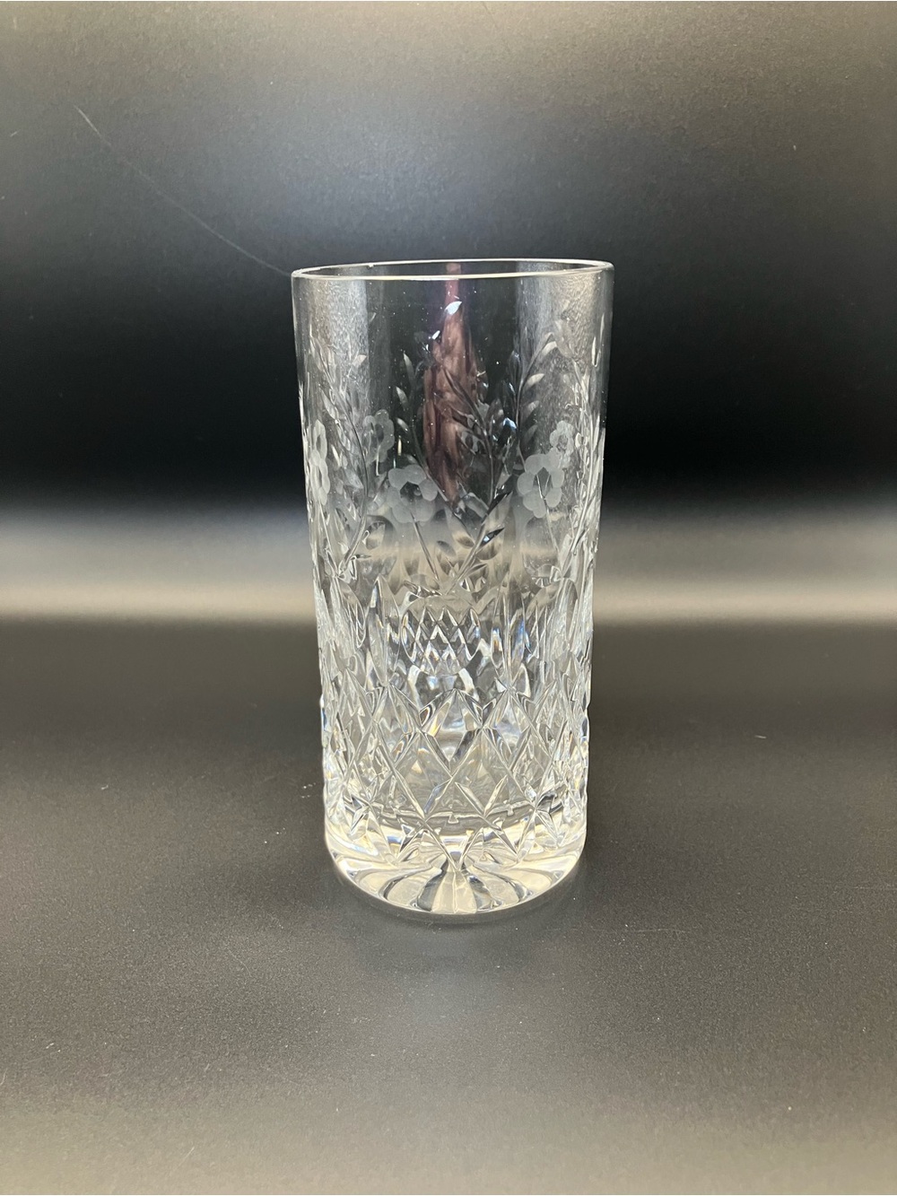 Rogaska Crystal Gallia Highball Tumbler 5 3/8" Glass Floral Etched